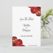 Red en Gold Floral sparen de datum Save The Date (Staand voorkant)