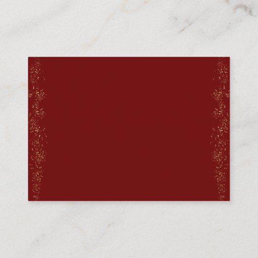 Red en Gold Leaf Custom Reception Enclosure Kaart (Achterkant)