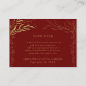 Red en Gold Leaf Custom Reception Enclosure Kaart (Voorkant)