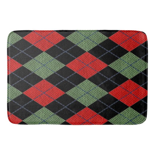 Red en Green Argyle Badmat (Voorkant)