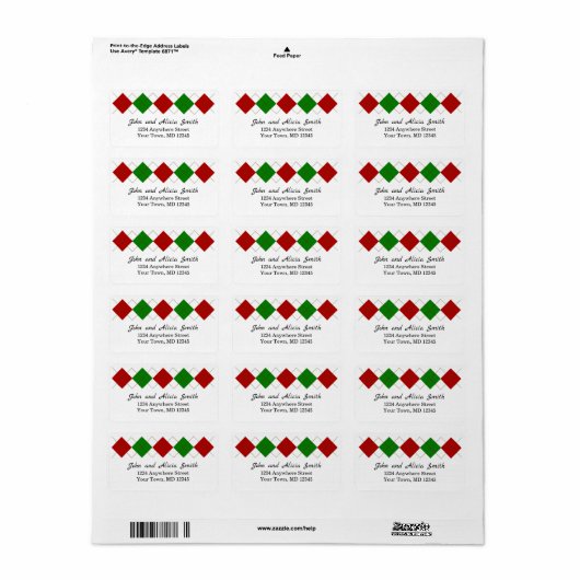 Red en Green Argyle | Vakantiemaand Etiket (Full Sheet)