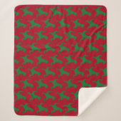 Red en Green Dinosaur-kerstSherpa Blanket Sherpa Deken (Voorkant)