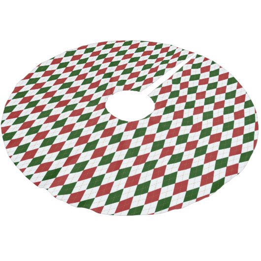 Red en Green Harlequin Diamond Argyle Pattern Kerstboom Rok (Gekanteld)