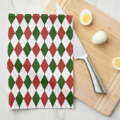 Red en Green Harlequin Diamond Argyle Theedoek (Quarter Fold)