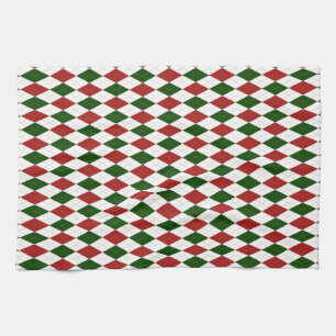Red en Green Harlequin Diamond Argyle Theedoek