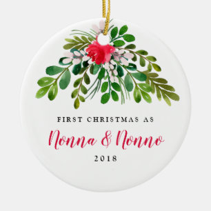 Red en Green Mistletoe New Nonna New Nonno Keramisch Ornament