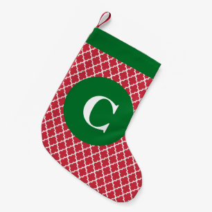 Red en Green Moroccan Print Initiaal Stocking Kleine Kerstsok