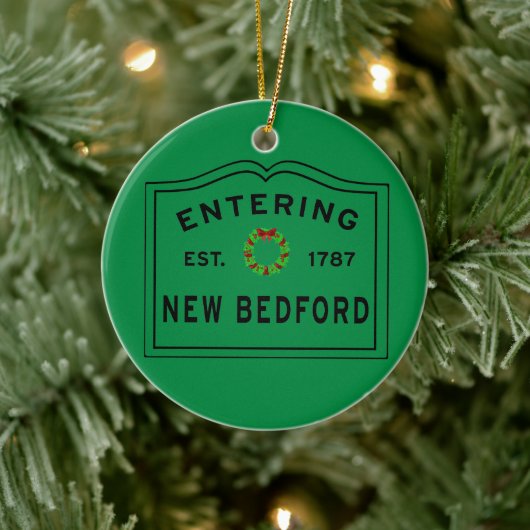 Red en Green, New Bedford Holiday Wreath Keramisch Ornament (Boom)