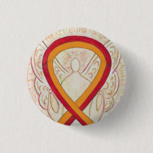 Red en Oranje Ribbon Awareness Angel Pins Ronde Button 3,2 Cm