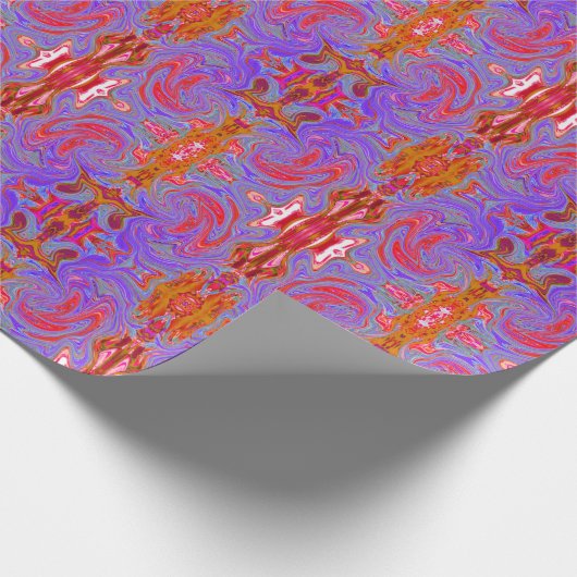 Red en Paarse Groovy Abstracte Retro Art Cadeaupapier (Hoek)