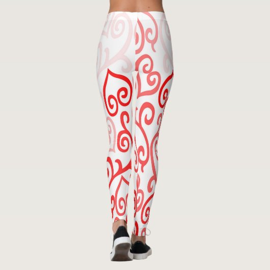 Red en Roze Ombre Heart Pattern Leggings (Achterkant)