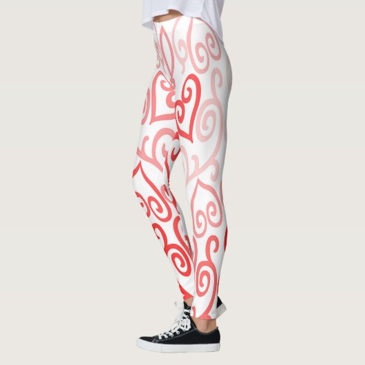 Red en Roze Ombre Heart Pattern Leggings (Links)