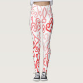 Red en Roze Ombre Heart Pattern Leggings (Voorkant)