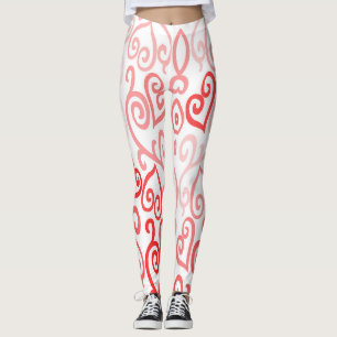 Red en Roze Ombre Heart Pattern Leggings