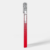Red en Silver Glitter Ombre Persoonlijk Case-Mate iPhone Case (Achterkant / Links)