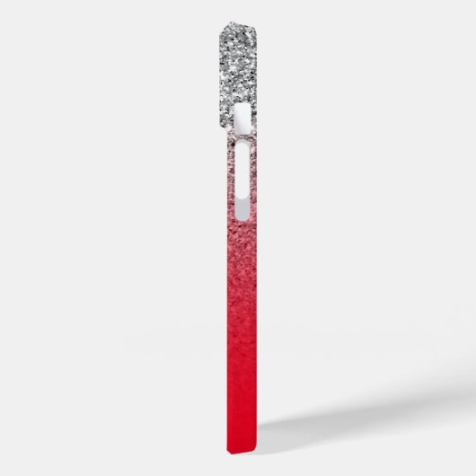 Red en Silver Glitter Ombre Persoonlijk Case-Mate iPhone Case (Achterkant / Links)