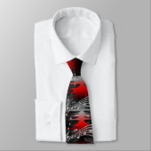 Red en Silver Music Sound Wave en Notes Stropdas (Gebonden)