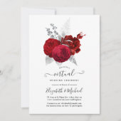 Red en Silver  Roos Online Virtual Wedding Kaart (Voorkant)