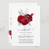 Red en Silver  Roos Online Virtual Wedding Kaart (Voorkant / Achterkant)