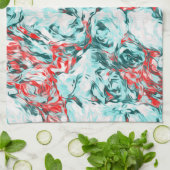 Red en Turquoise Abstract Theedoek (Gevouwen)