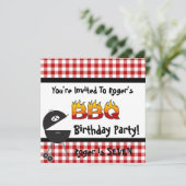Red En vichy BBQ Invitations de fête d'anniversair (Debout devant)