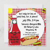 Red En vichy BBQ Invitations de fête d'anniversair (Dos)