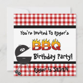 Red En vichy BBQ Invitations de fête d'anniversair (Devant)