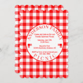 Red En vichy Summer Pique-nique Invitation (Devant / Derrière)
