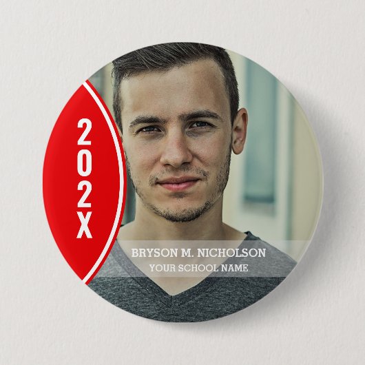 RED en White Afstuderen Photo Button (Voorkant)