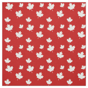 Red en White Canadian Flag Maple Leaf Pattern Stof