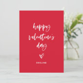 Red en White | Casual Script en Heart Valentijn Feestdagenkaart (Staand voorkant)