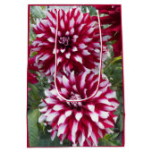 Red en White Dahlias Floral Medium Cadeauzakje (Achterkant)