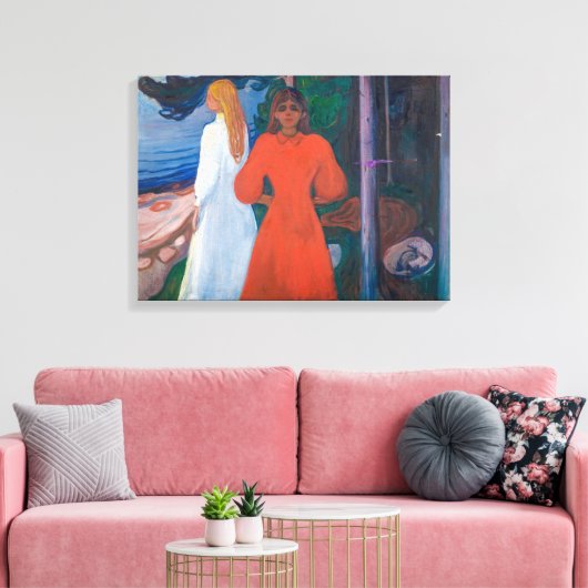 Red en White | Edvard Munch | Canvas Afdruk (Insitu (Woonkamer))