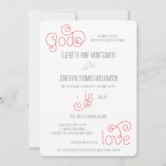 Red en White God is Love Christelijk Wedding Kaart (Voorkant)