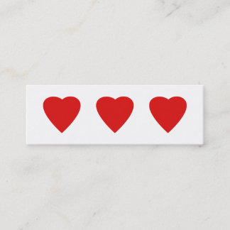 Red en White Love Heart Design. Mini Visitekaartje