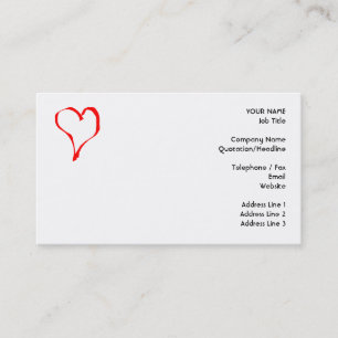 Red en White Love Heart Design. Visitekaartje