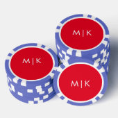 Red en White | Modern Monogram Poker Chips (Opstapeling)