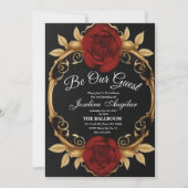 Red et Gold Sweet 16 Invitations (Devant)