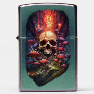 Red Ether Mushroom Skull Zippo aansteker - irisere