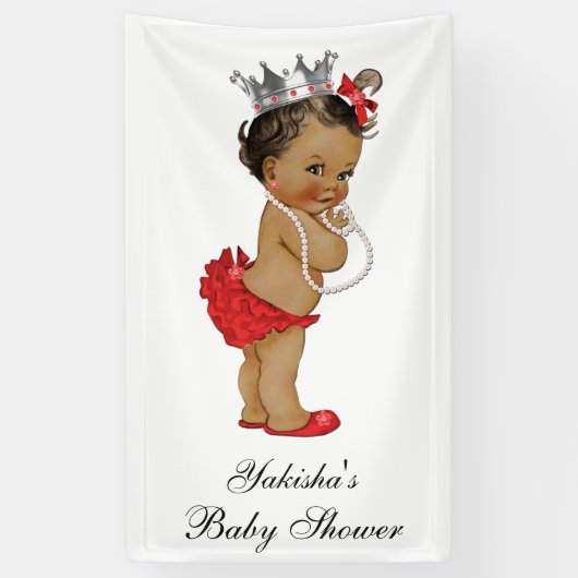 Red Ethnic Little Princess Baby shower Spandoek (Verticaal)