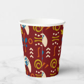 Red Ethnic Summer Boho Floral Pattern Papieren Bekers (Rechts)