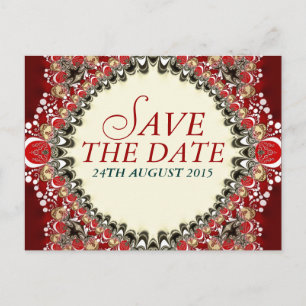 Red Exotic Batik Lace Save the Date Briefkaart