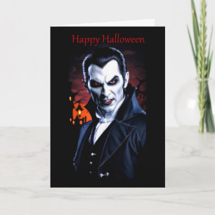 Red-Eyed Dracula Halloween Kaart