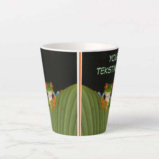 Red Eyed Gaudí Kikker Cust. Text Latte Mok (Voorkant)