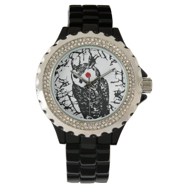 Red Eyed Owl Watch Horloge (Voorkant)
