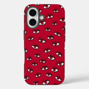 Red Eyes Pattern - Horror Gotische esthetiek iPhone 16 Hoesje