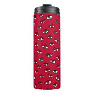Red Eyes Pattern - Horror Gotische esthetiek Thermosbeker