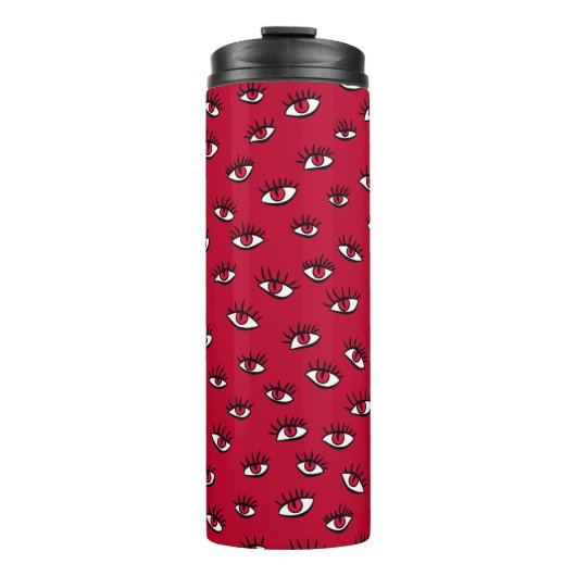 Red Eyes Pattern - Horror Gotische esthetiek Thermosbeker (Voorkant)