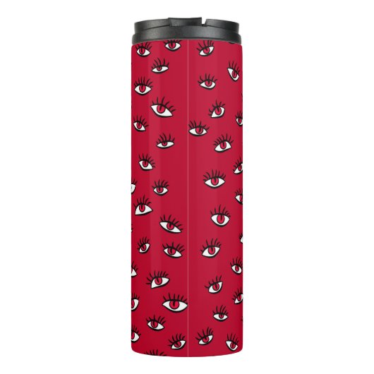Red Eyes Pattern - Horror Gotische esthetiek Thermosbeker (Achterkant)