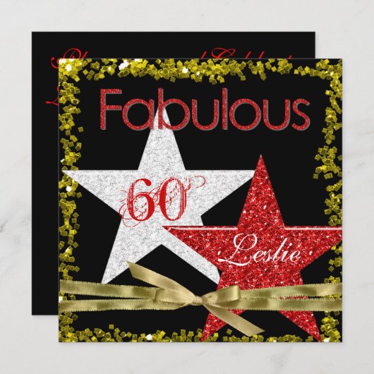 RED FABULOUS 60 Invitation d'anniversaire (Devant / Derrière)